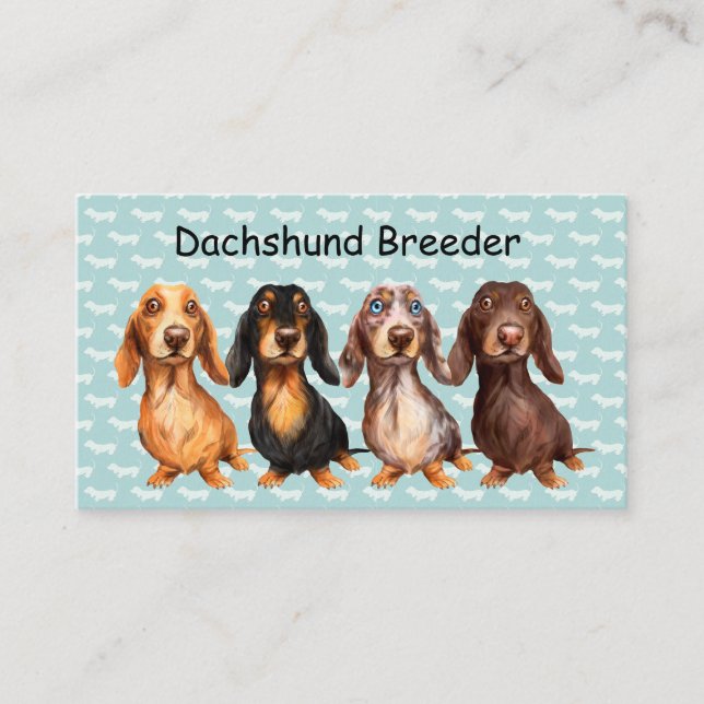Dachshund, éleveur de chiens Cartes de visite (Devant)