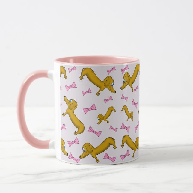 Dachshund et Pink Bows Mug (Gauche)