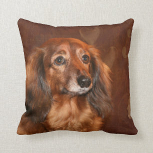 Dachshund face throw pillow