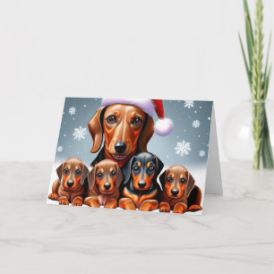 Dachshund Family Christmas Greeting Card