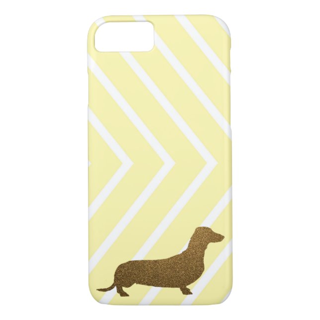 Dachshund Faux Glitter | Dog Icon Yellow Stripe Case-Mate iPhone Case (Back)