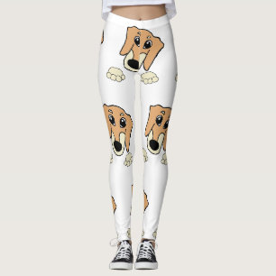 dachshund fawn and cream peeking cartoon leggings