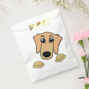 dachshund fawn and tan peeking cartoon favour bag