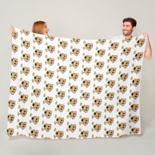 dachshund fawn and tan peeking cartoon fleece blanket