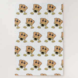 dachshund fawn and tan peeking cartoon jigsaw puzzle