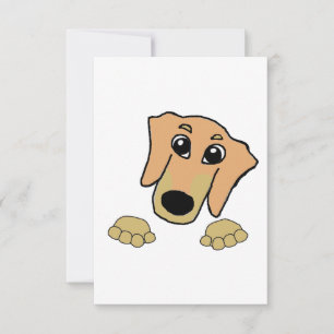 dachshund fawn and tan peeking cartoon thank you card
