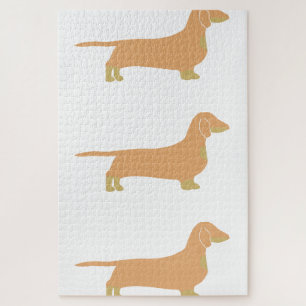dachshund fawn and tan silhouette jigsaw puzzle