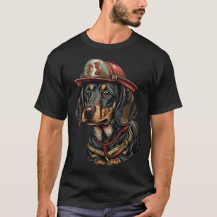 Dachshund FireFighter Dog For Dachshund Dad Fire F T-Shirt