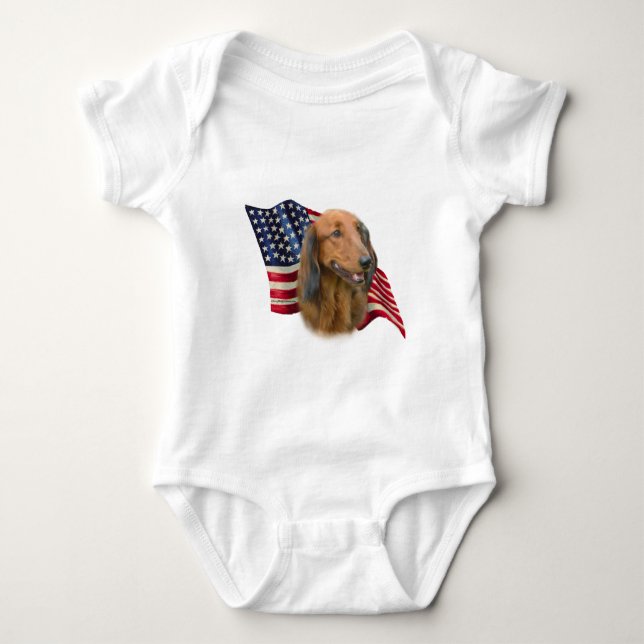 Dachshund Flag Baby Bodysuit (Front)