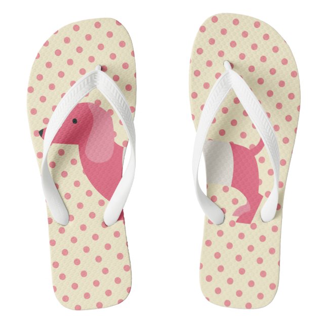 Dachshund Flip Flops Wiener Dog Shoes (Footbed)