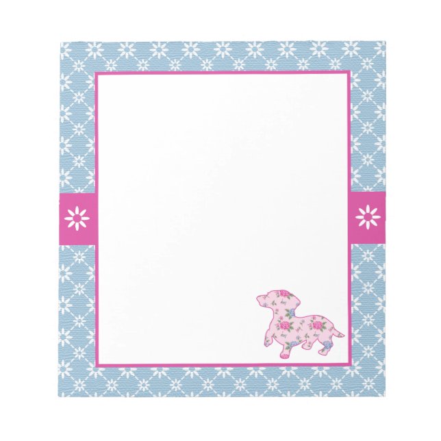 Dachshund Floral Notepad (Front)