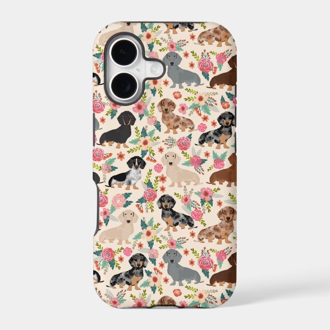 Dachshund florals pattern dog (Back)