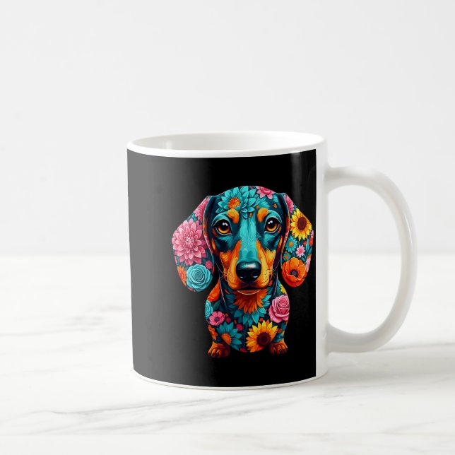 Dachshund Flower Funny Dog  Coffee Mug (Right)