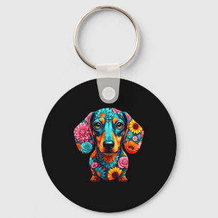 Dachshund Flower Funny Dog  Keychain