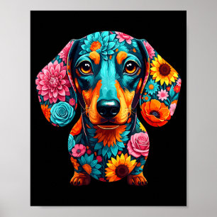 Dachshund Flower Funny Dog  Poster
