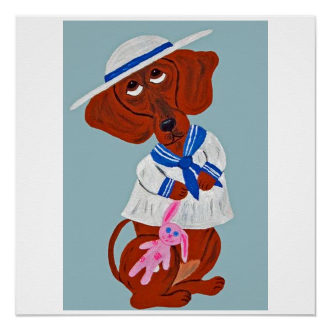  Dachshund Folded Greeting Card Poster (Front)