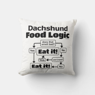Dachshund Food Logic Throw Pillow