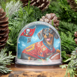 DACHSHUND FOOTBALL PLAYER SNOWGLOBE