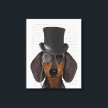 Dachshund, Formal Hound and Hat Canvas Print<br><div class="desc">Dachshund,  Formal Hound and Hat by FabFunky. Features a dapper dachshund wearing a fun top hat and monocle. | 191404D</div>