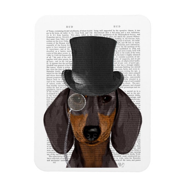 Dachshund, Formal Hound and Hat Magnet (Vertical)