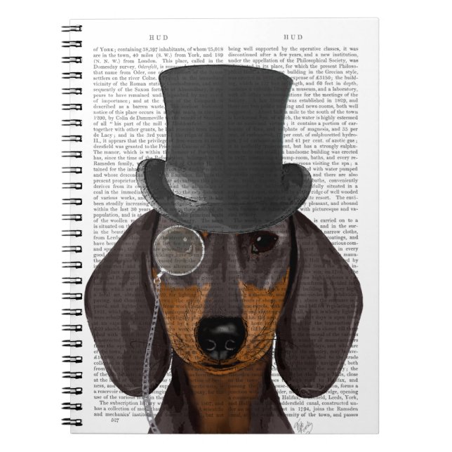 Dachshund, Formal Hound and Hat Notebook (Front)