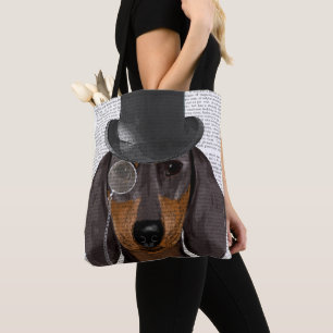 Dachshund, Formal Hound and Hat Tote Bag