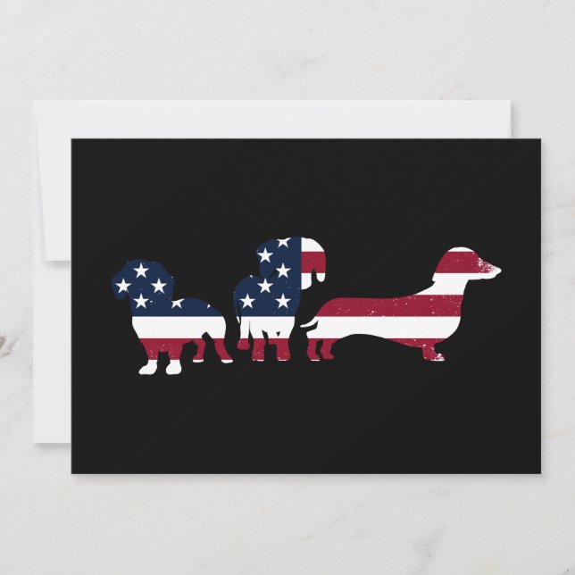 Dachshund Fourth 4th Of July Patriotic Wiener Dogs Invitation (Front)