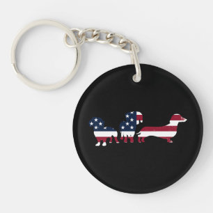 Dachshund Fourth 4th Of July Patriotic Wiener Dogs Keychain