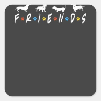 Dachshund Friends Square Sticker