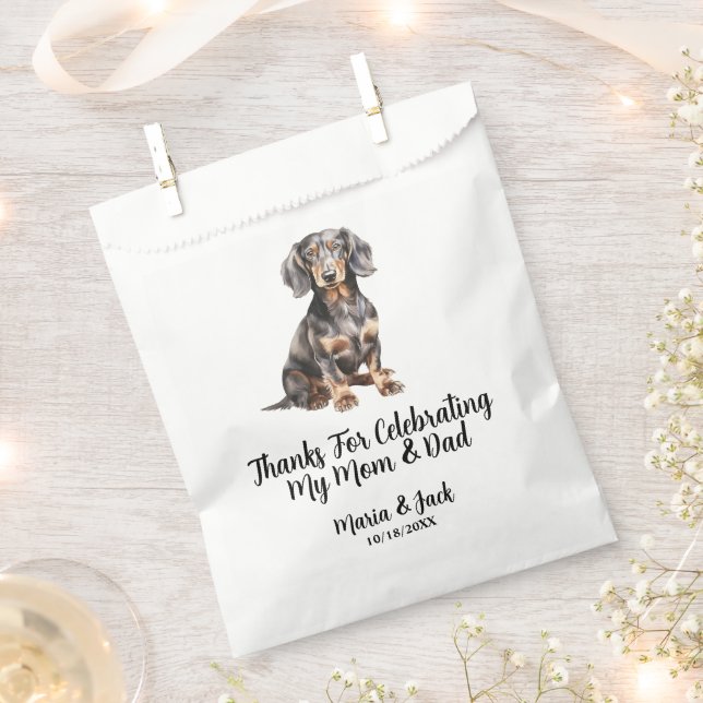 Dachshund Full Colour Pet Wedding Favour Bag (Clipped)