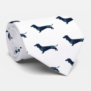 Dachshund Geometric Pattern Silhouette Tie
