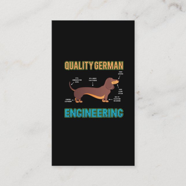 Dachshund German Engineering Dog Animal lover Business Card (Front)