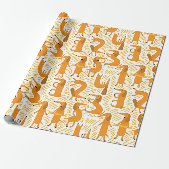 Dachshund Gift Wrapping Paper (Unrolled)
