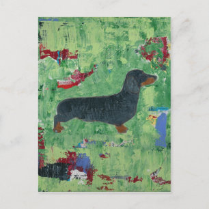 Dachshund Gifts Wiener Dog Modern Abstract Art Postcard