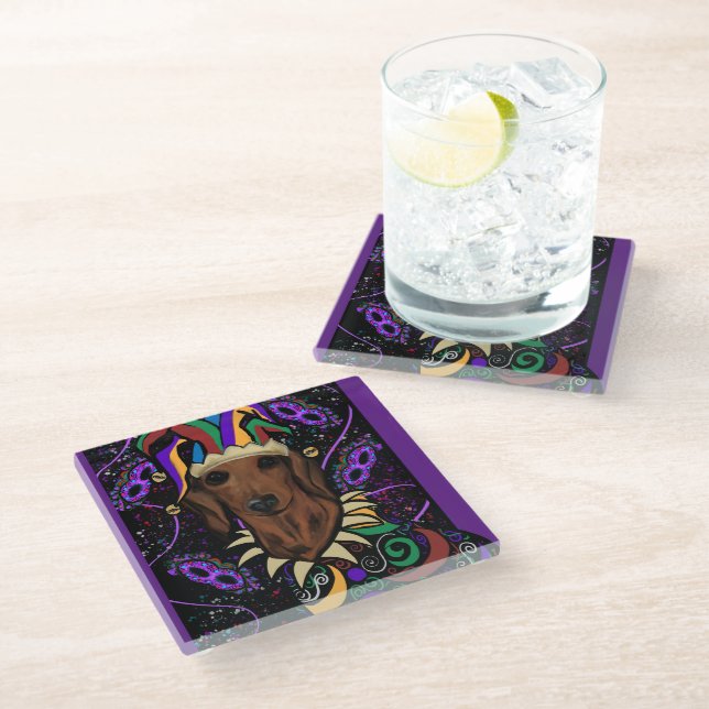 Dachshund        glass coaster (Angled)