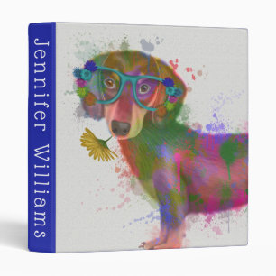 Dachshund & Glasses Rainbow Splash Binder