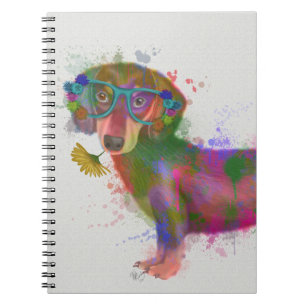 Dachshund & Glasses Rainbow Splash Notebook