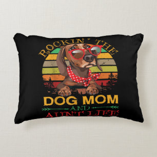 Dachshund Glasses Rockin Dog Mom Gift For Aunt Accent Pillow