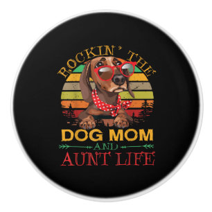Dachshund Glasses Rockin Dog Mom Gift For Aunt Ceramic Knob