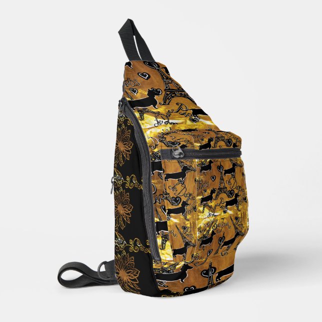 Dachshund Gold Sling Bag (Left Corner)