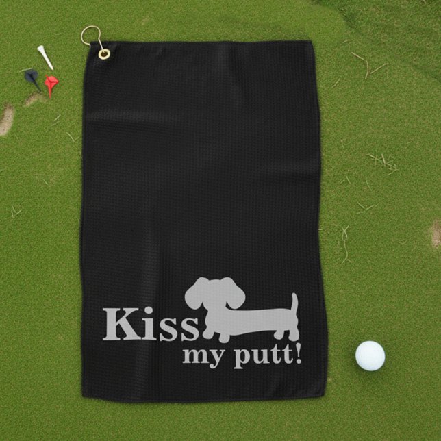 Dachshund Golf Serviette Funny Embrasser Mon chien (kiss my putt dachshund golf towel accessory)