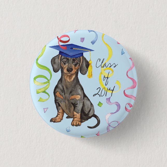 Dachshund Graduate 1 Inch Round Button (Front)