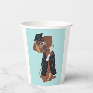 Dachshund Graduate Paper Cups