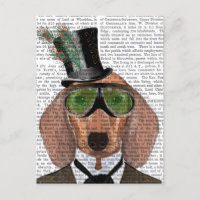 Dachshund Green Goggles Top Hat