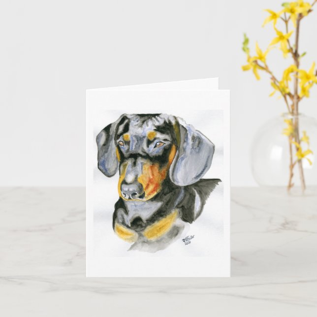 Dachshund Greeting card (Yellow Flower)
