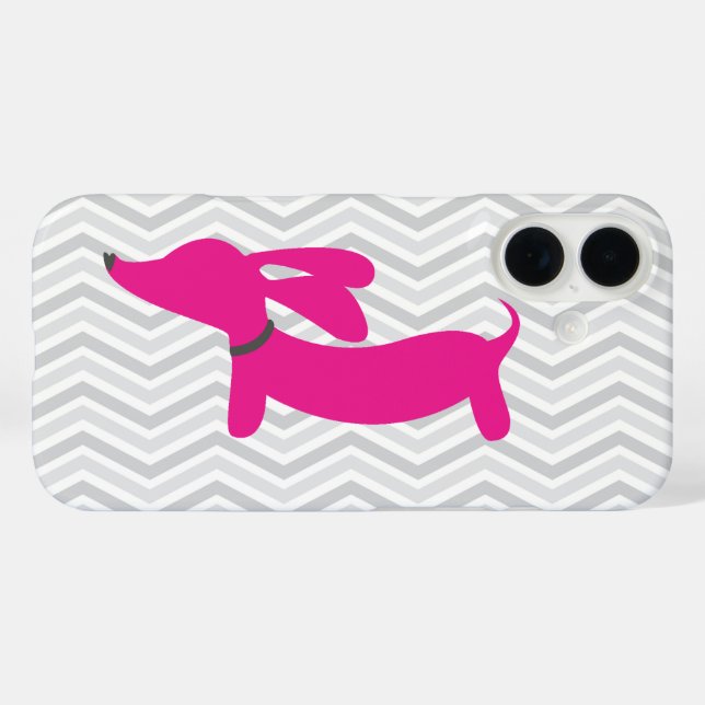 Dachshund + Grey Chevron Case-Mate iPhone Case (Back (Horizontal))