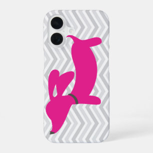 Dachshund + Grey Chevron iPhone 16 Case