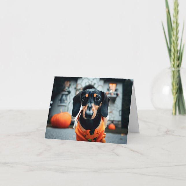Dachshund Halloween Card (Front)
