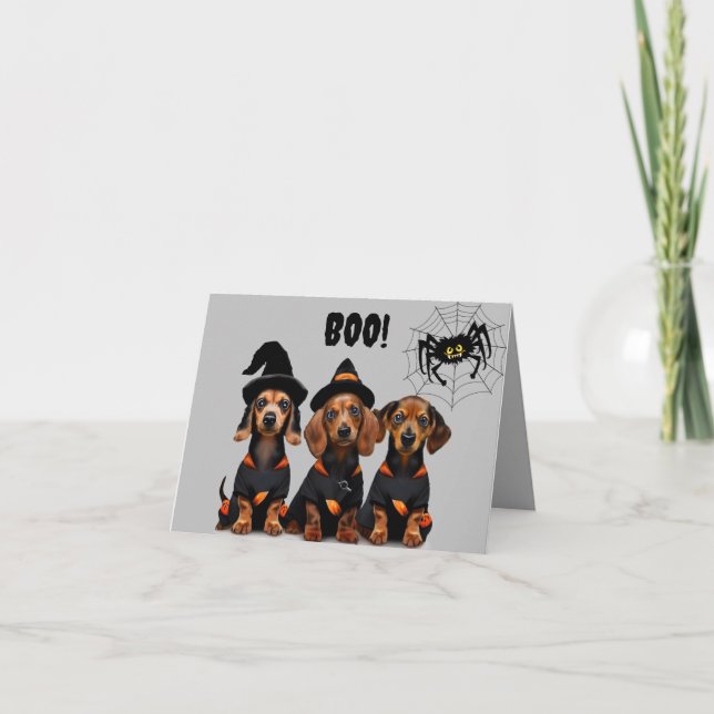 Dachshund Halloween Card (Front)