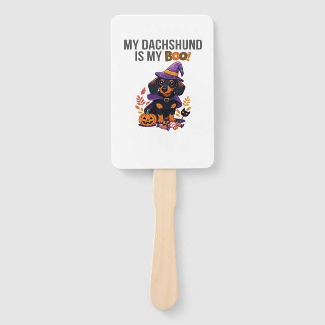 Dachshund Halloween Costume  My Dachshund is My Bo Hand Fan (Front)